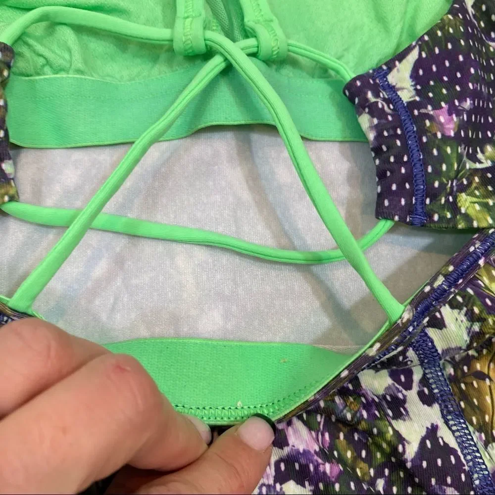 Lululemon Floral Sport White Multi/Pistachio Dancing‎ Warrior Activewear Top 8